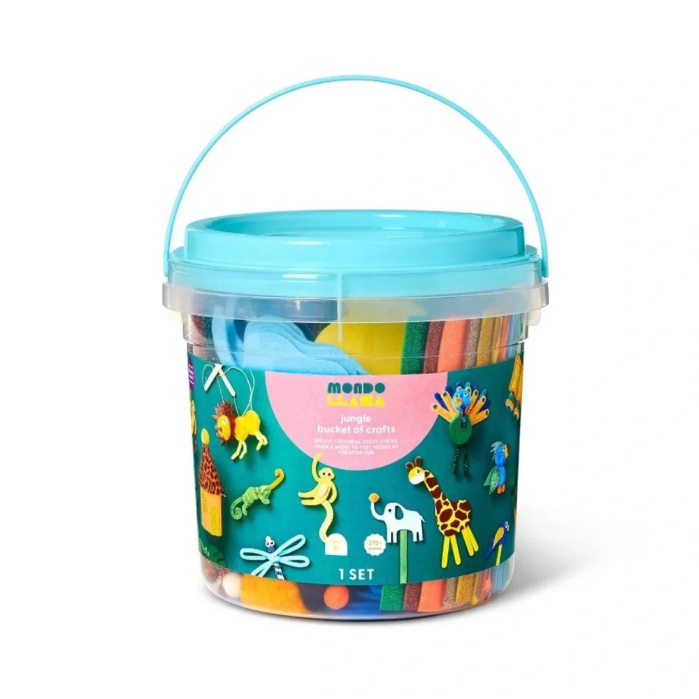 273pc Jungle Bucket of Crafts - Mondo Llama™: DIY Art Kit, Includes Pom Poms